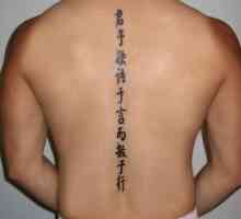Natpis je tetovaža na leđima. Različite opcije