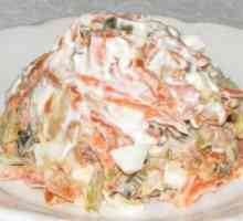 Salad `Miner` s kiselim krastavcima: recept s fotografijom