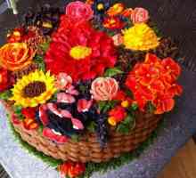 Torta `Košara s cvijećem `: majstor klase, fotografija