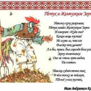 Fable of Krylov `Cock i biser zrna`: zemljište i analiza