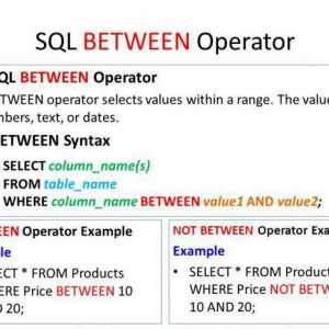 Između SQL: primjeri, opis