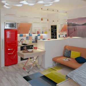 Jednosobni dizajn apartmana: pregrada za prostorno uređenje, namještaj, dječji kutak