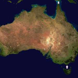 Kontinentalna Australija: ekstremne točke. Njihove koordinate i opis