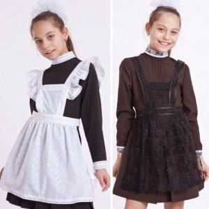 Modne školske uniforme za djevojčice s pregačom. Školske uniforme za pune djevojke (fotografija)