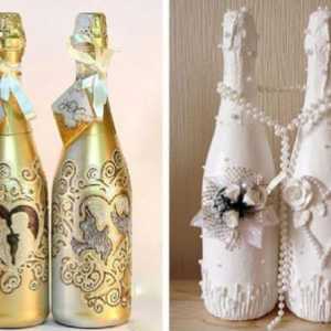 Dekoracija svadbenog šampanjca sa svojim rukama: fotografija