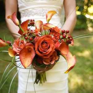 Narančasti vjenčani buketi: fotografija