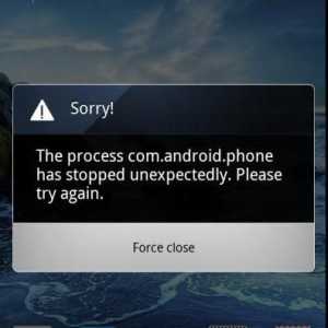 `Došlo je do pogreške u aplikaciji com.android.phone`,` com.android telefon…